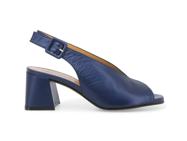 Melluso Sandalo Made in Italy con Tacco Largo tomaia in pelle Blu N622Z-243636